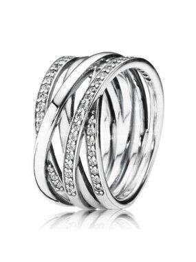 Pandora Sterling Silver Entwined Ring with Zirconia 190919cz, size 56